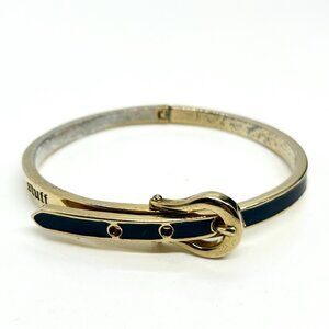 JUICY COUTURE Belt Buckle Bangle Black Enamel Gold Tone Bracelet Y2K Equestrian